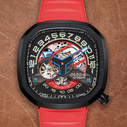 Olto-8 Infinity II RPM Style Black-Red Automatic - Horology Story Youtube Store