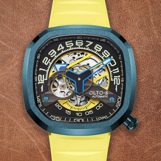 Olto-8 Infinity II RPM Style Blue-Yellow Automatic - Horology Story Youtube Store