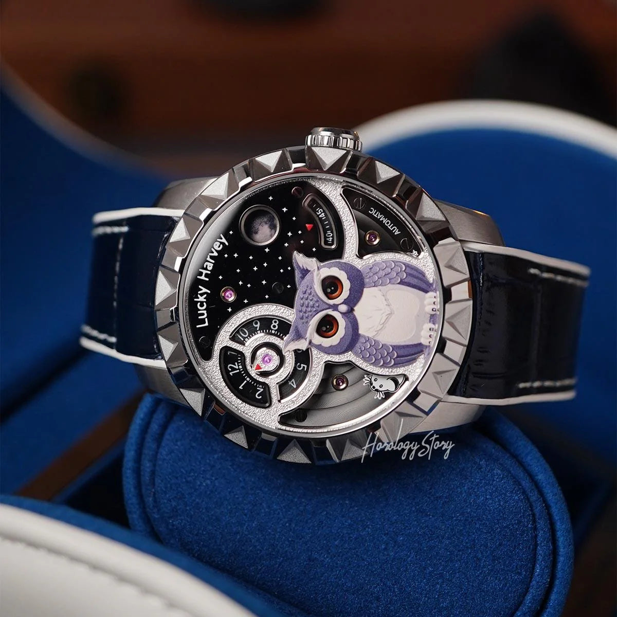 LUCKY HARVEY Silver Blinking Eyes Owl Automatic - Horology Story Youtube Store