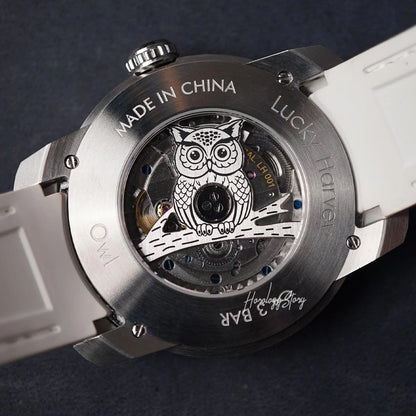 LUCKY HARVEY Silver Blinking Eyes Owl Automatic - Horology Story Youtube Store