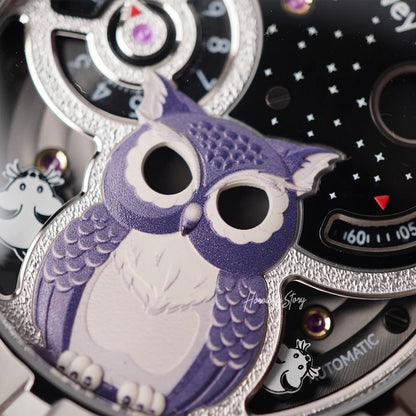 LUCKY HARVEY Silver Blinking Eyes Owl Automatic - Horology Story Youtube Store