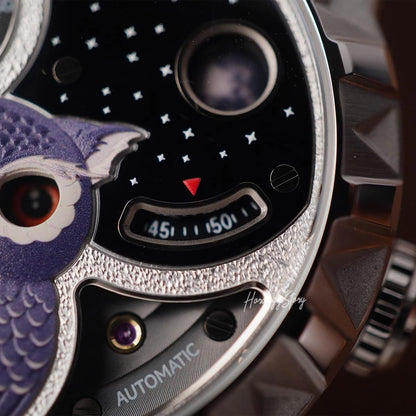 LUCKY HARVEY Silver Blinking Eyes Owl Automatic - Horology Story Youtube Store