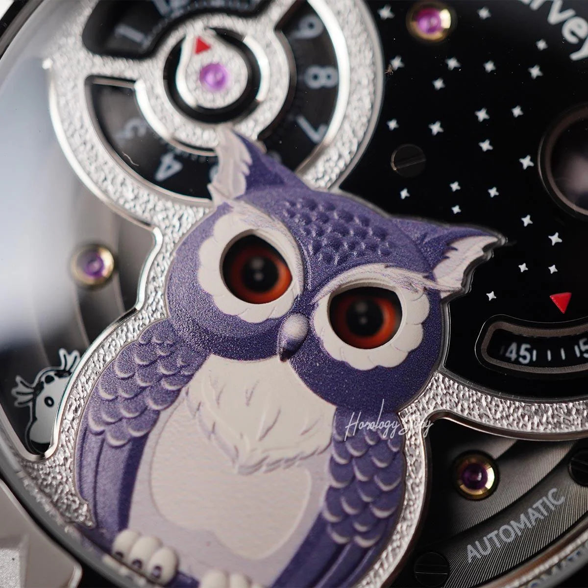 LUCKY HARVEY Silver Blinking Eyes Owl Automatic - Horology Story Youtube Store