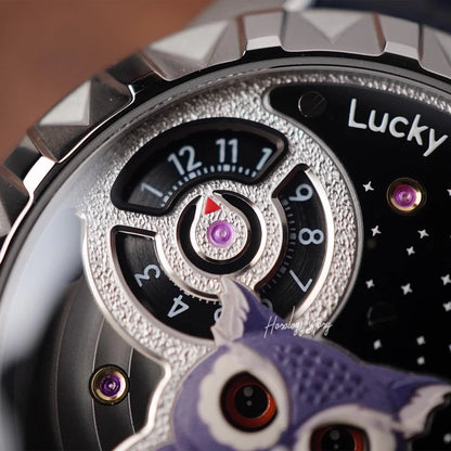 LUCKY HARVEY Silver Blinking Eyes Owl Automatic - Horology Story Youtube Store