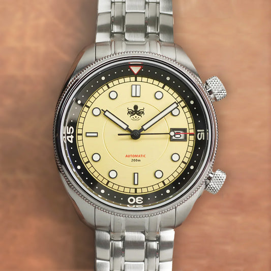 Phoibos Eagle Ray 200m PY048F Pastel Yellow - Horology Story Youtube Store