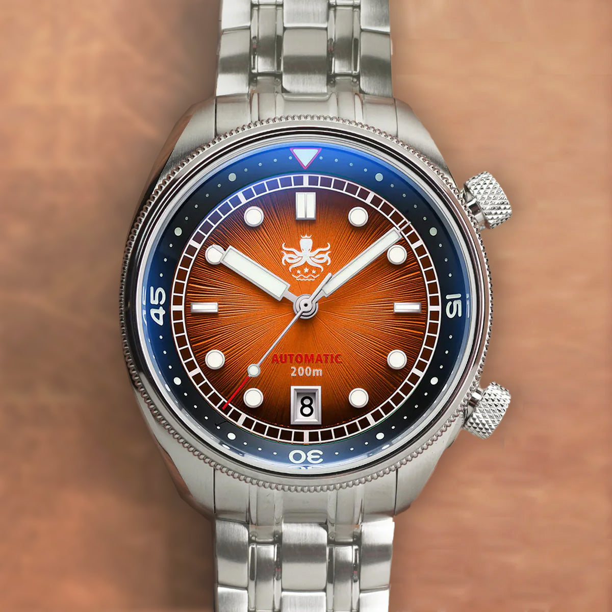Phoibos Eagle Ray 200m PY039F Sunray Orange - Horology Story Youtube Store