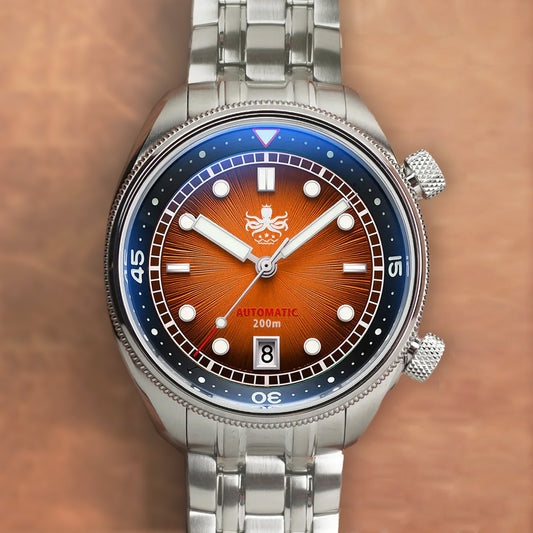 Phoibos Eagle Ray 200m PY039F Sunray Orange - Horology Story Youtube Store