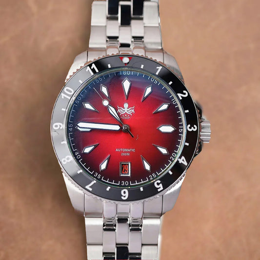 Phoibos Voyager 200m PY035D Sunburst Red Dial - Horology Story Youtube Store