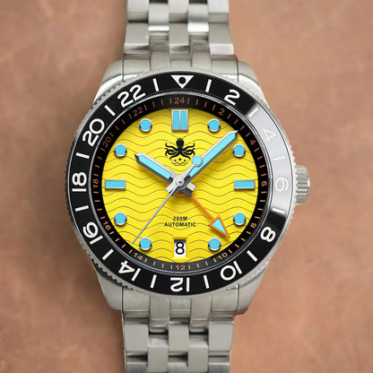 Phoibos Wave Master GMT 200M PY049F Yellow