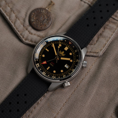 Phoibos Eagle Ray 300m Super Compressor GMT PX023D Black Gold - Horology Story Youtube Store