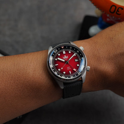 Phoibos Eagle Ray 300m Super Compressor GMT PX023E Fume Red - Horology Story Youtube Store