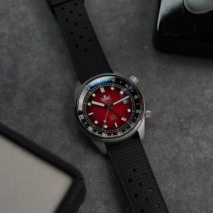 Phoibos Eagle Ray 300m Super Compressor GMT PX023E Fume Red - Horology Story Youtube Store