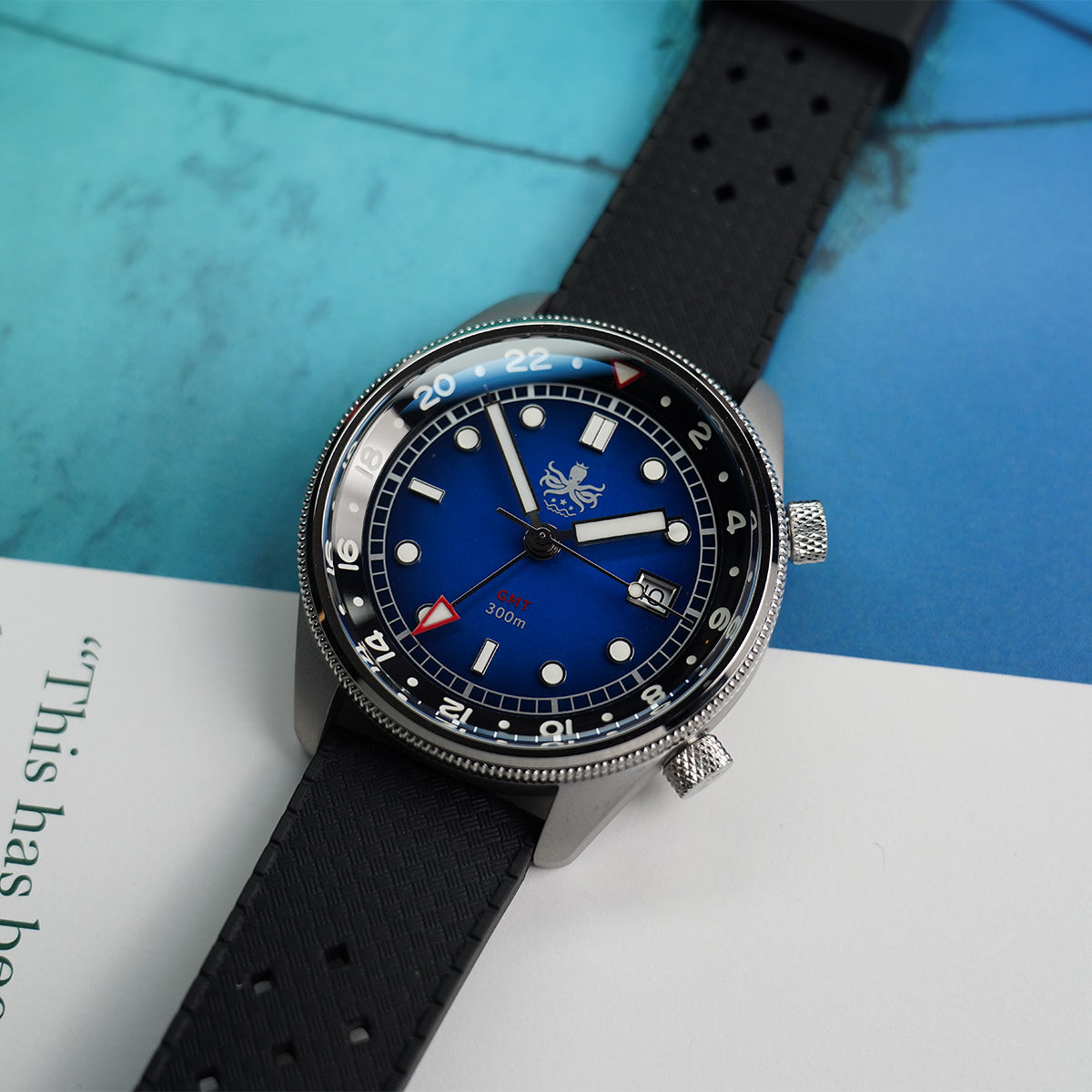 Phoibos Eagle Ray 300m Super Compressor GMT PX023B Fume Blue - Horology Story Youtube Store