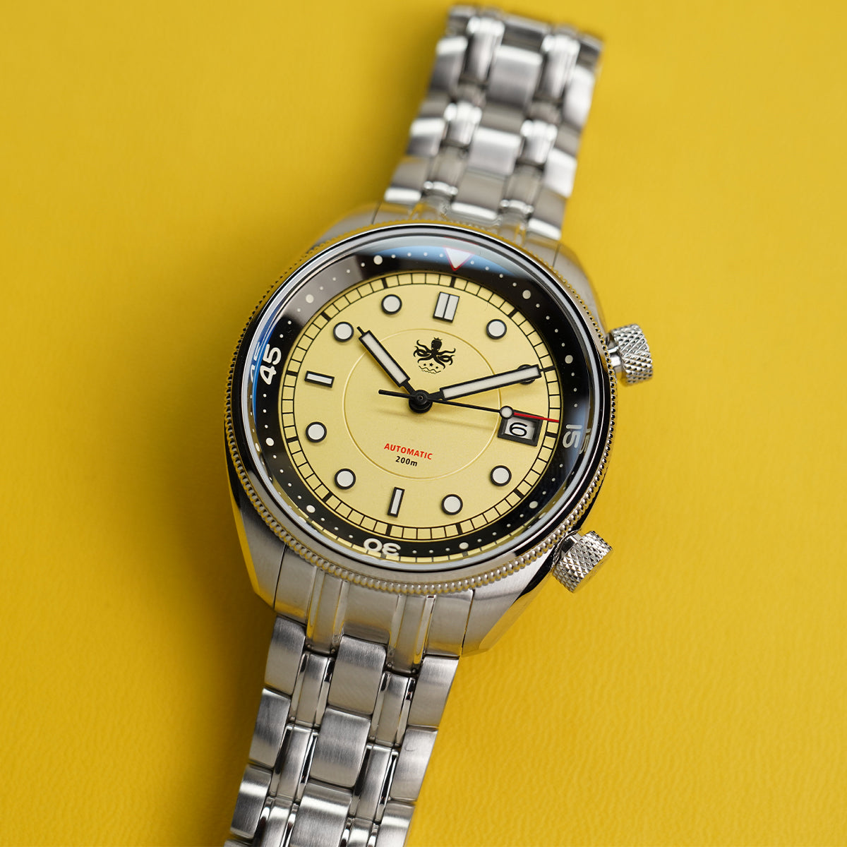 Phoibos Eagle Ray 200m PY048F Pastel Yellow - Horology Story Youtube Store