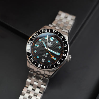 Phoibos Wave Master GMT 200M PY049C Black Dial - Horology Story Youtube Store