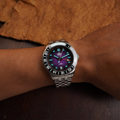 Phoibos Wave Master GMT 200M PY049H Purple Dial - Horology Story Youtube Store