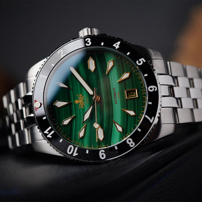 Phoibos Voyager 200m PY035A Green Malachite Dial - Horology Story Youtube Store