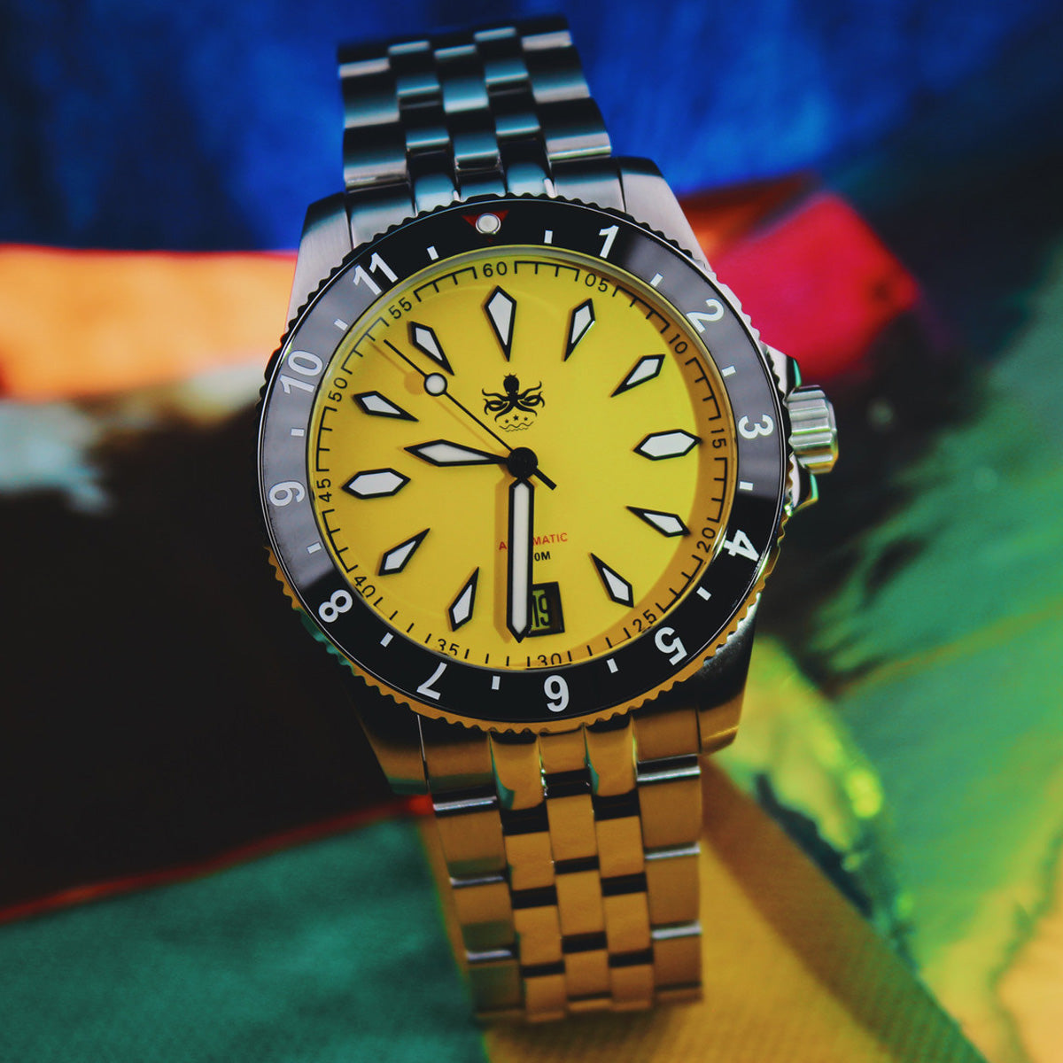 Phoibos Voyager 200m PY035F Matte Yellow Blue Dial - Horology Story Youtube Store