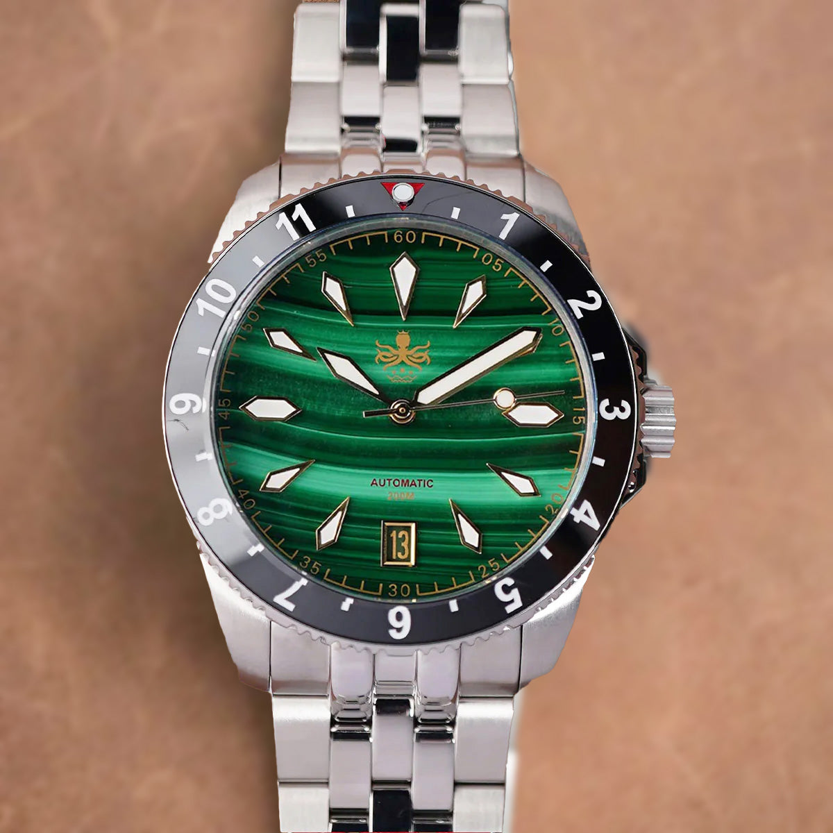 Phoibos Voyager 200m PY035A Green Malachite Dial - Horology Story Youtube Store
