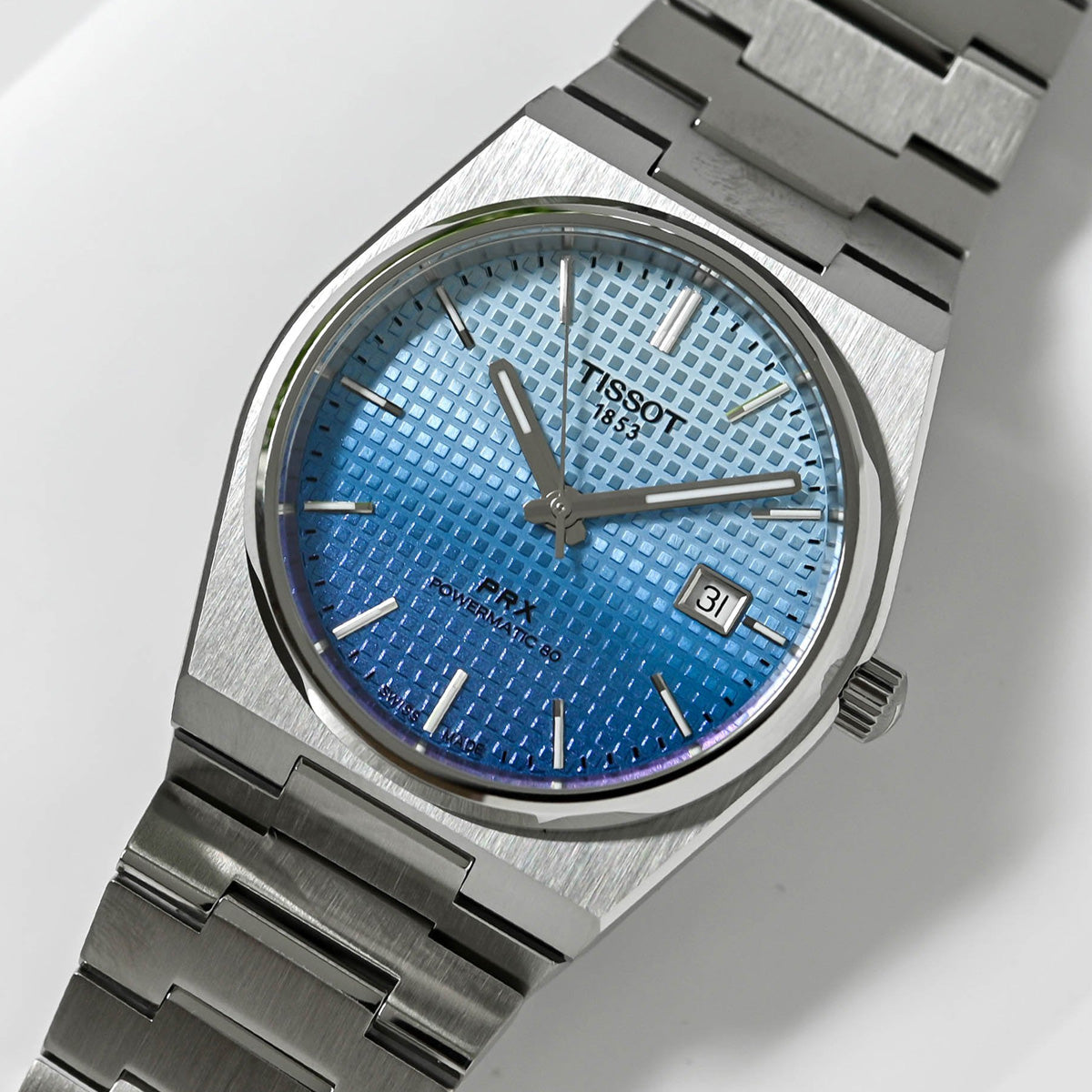 Tissot PRX 40mm T137.407.11.351.01 Powermatic 80 Gradient Ice Blue on Bracelet