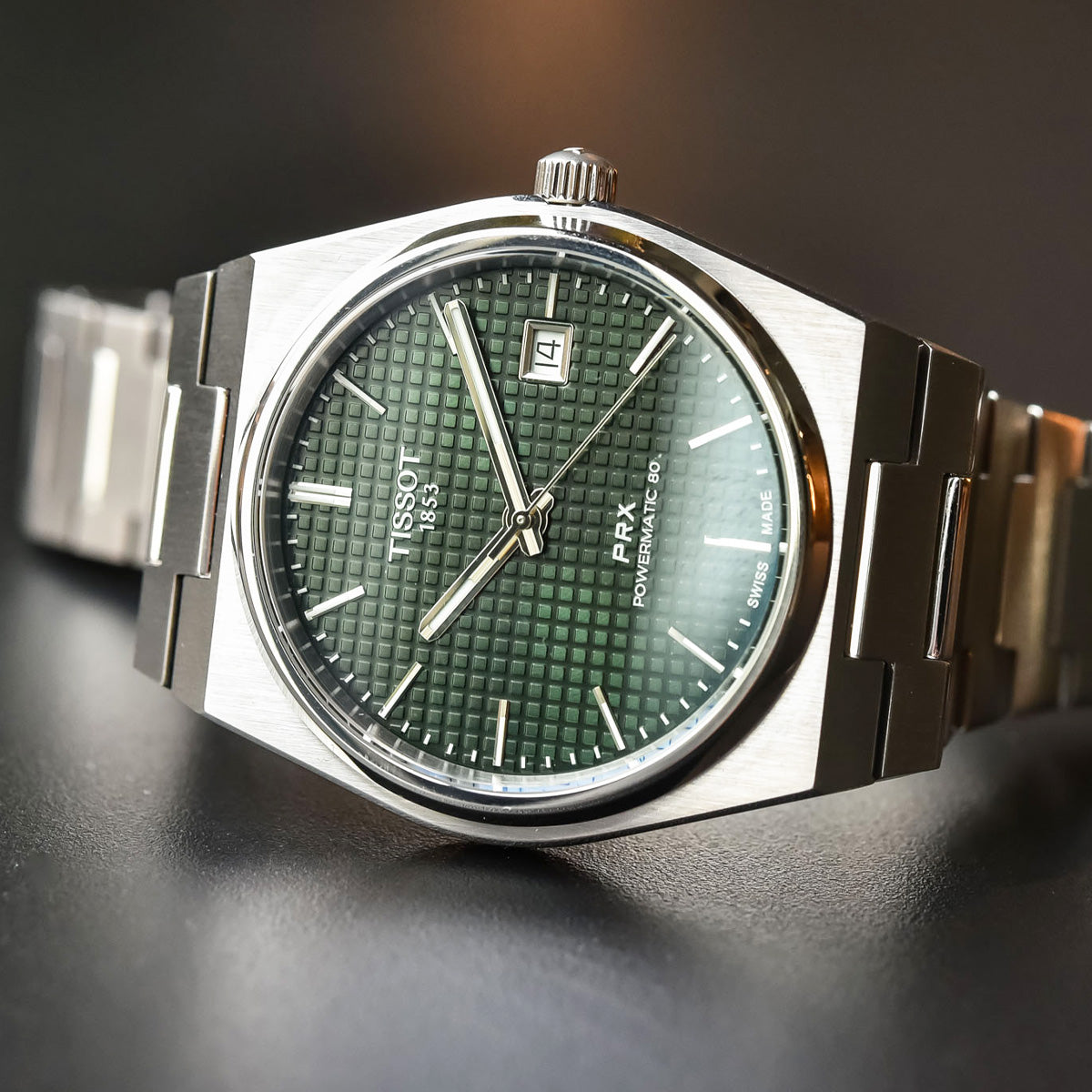 Tissot PRX 40mm T137.407.11.091.00 Powermatic 80 Green Dial on Bracelet