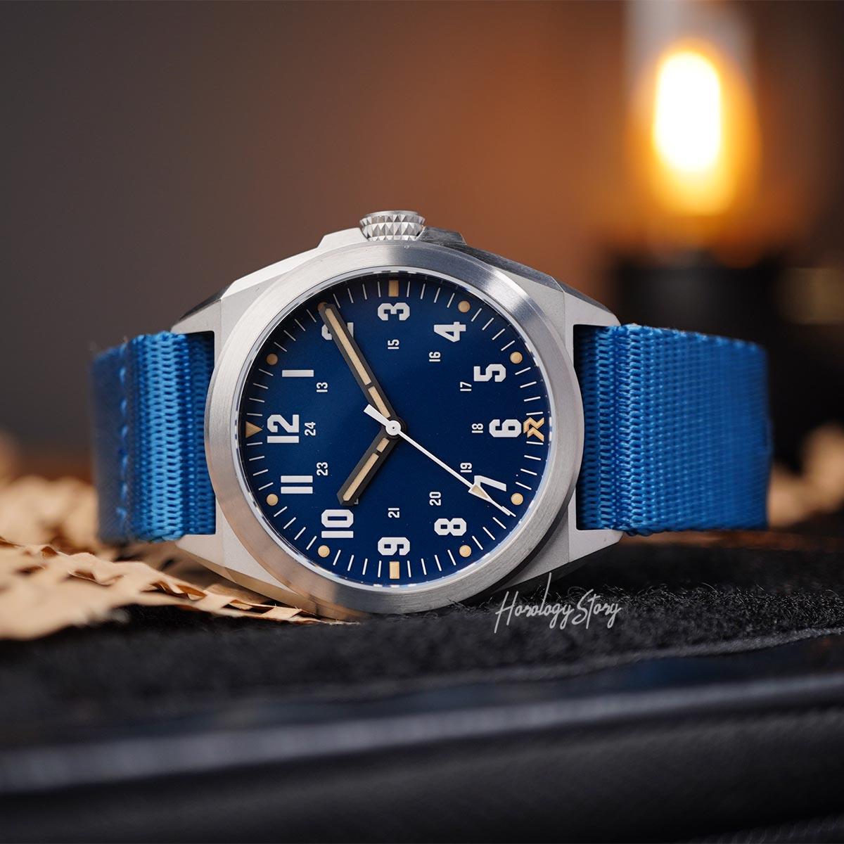 RZE Valour 38 UltraHex Titanium Vervain Blue - Horology Story Youtube Store