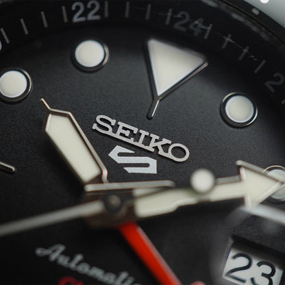 Seiko 5 Sports GMT SSK001K1 Black Grey Bezel Black Dial