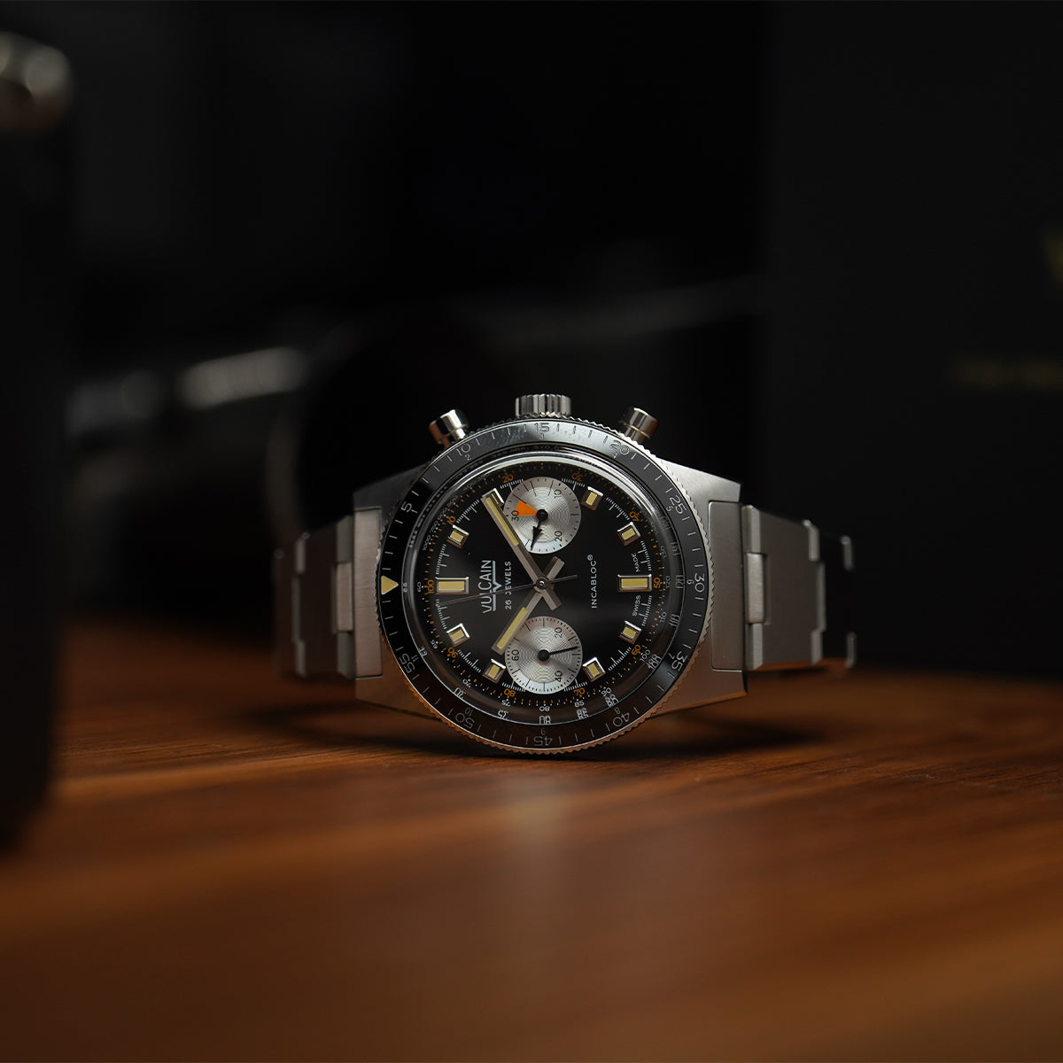 Vulcain Skindiver Chronograph Black Dial On Bracelet