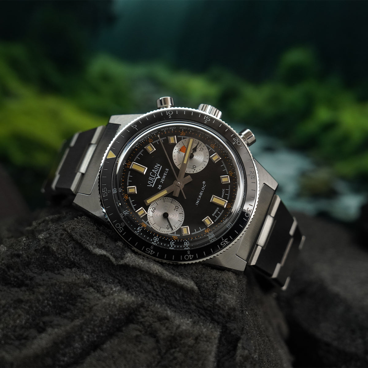 Vulcain Skindiver Chronograph Black Dial On Bracelet