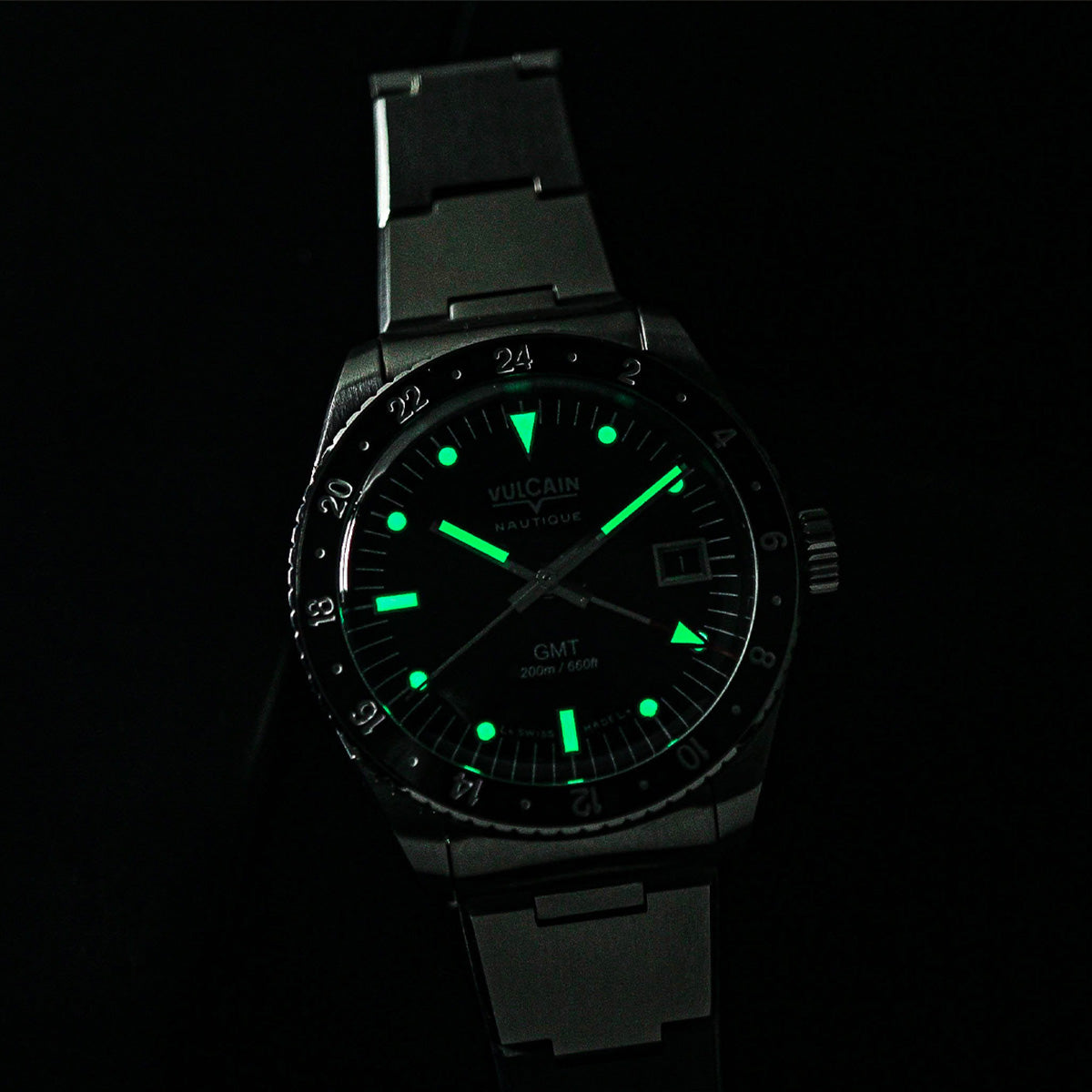 Vulcain Skindiver GMT - Black Luminova Beige