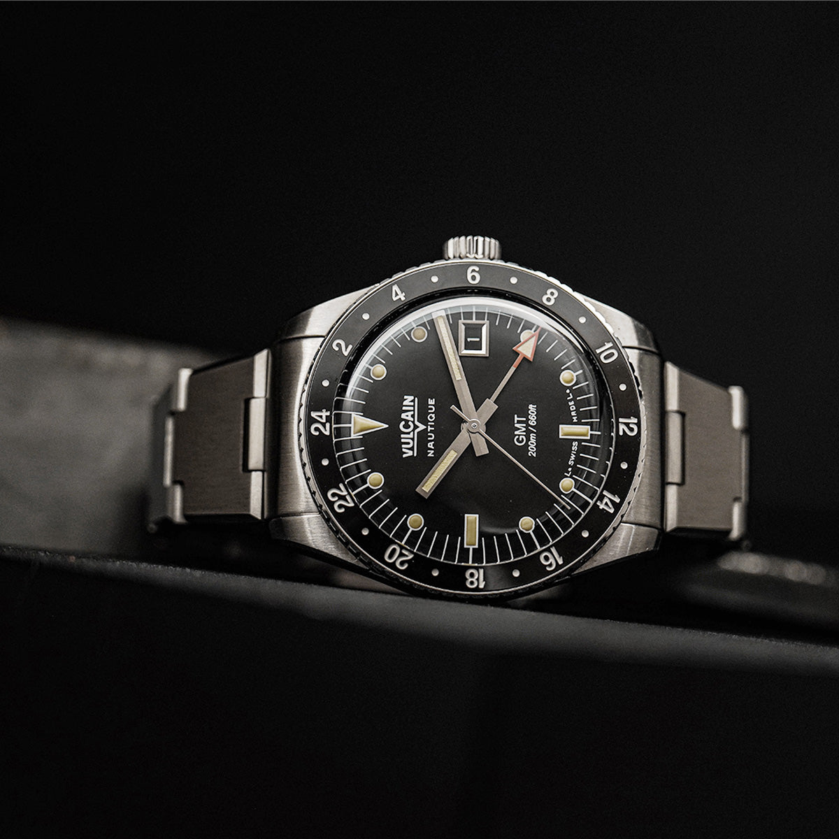 Vulcain Skindiver GMT - Black Luminova Beige