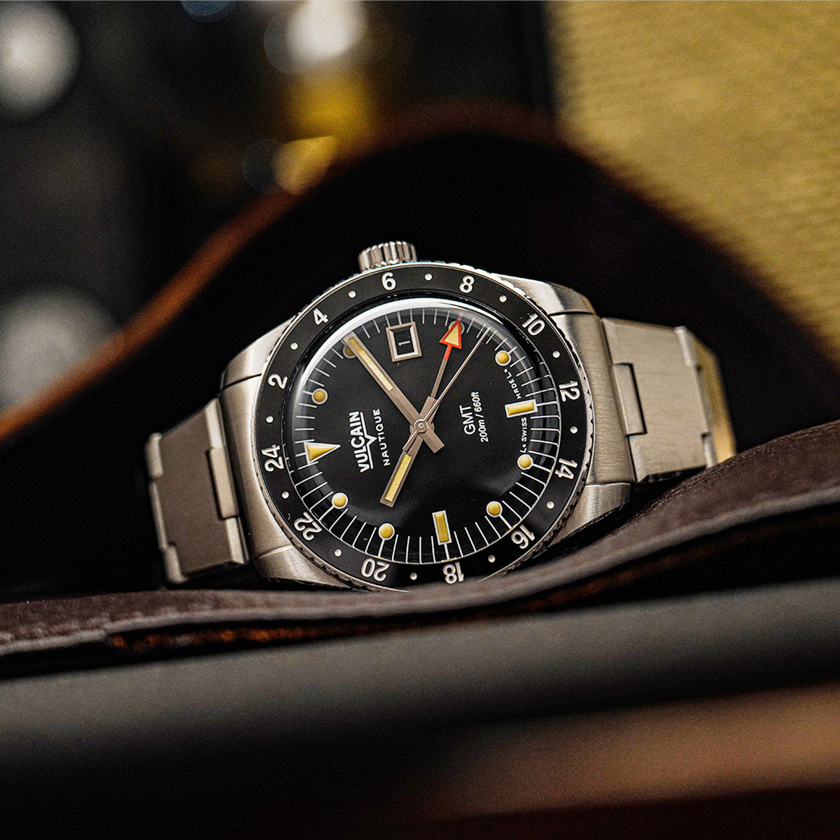 Vulcain Skindiver GMT - Black Luminova Beige