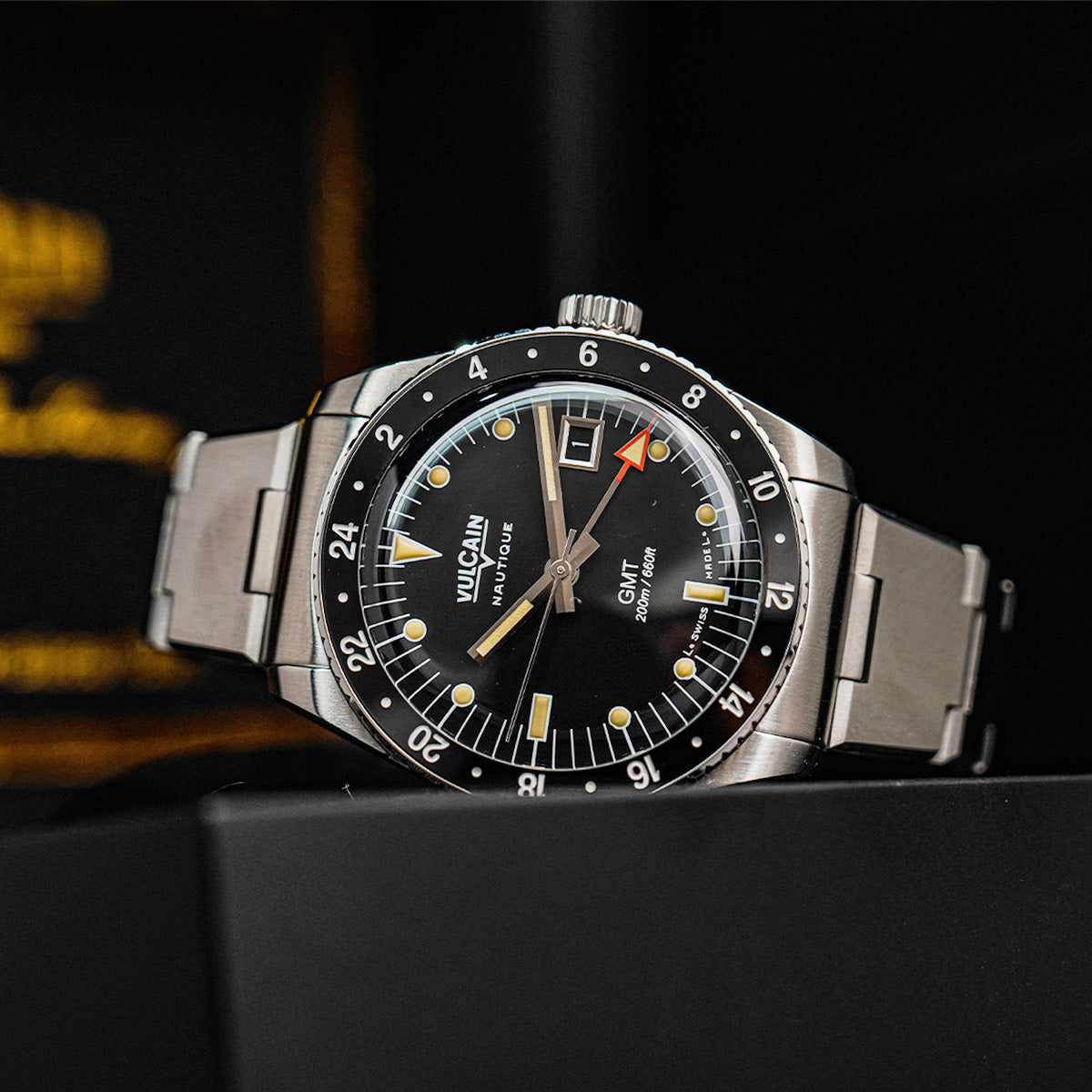 Vulcain Skindiver GMT - Black Luminova Beige