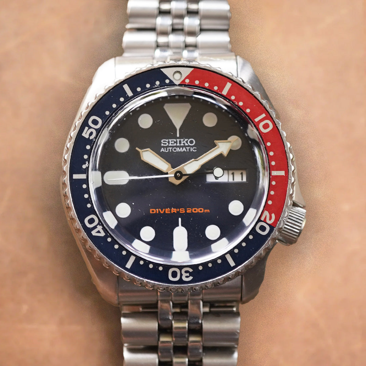Seiko SKX009 Pepsi Top Hat Sapphire Crystal Mod (Watch Only)