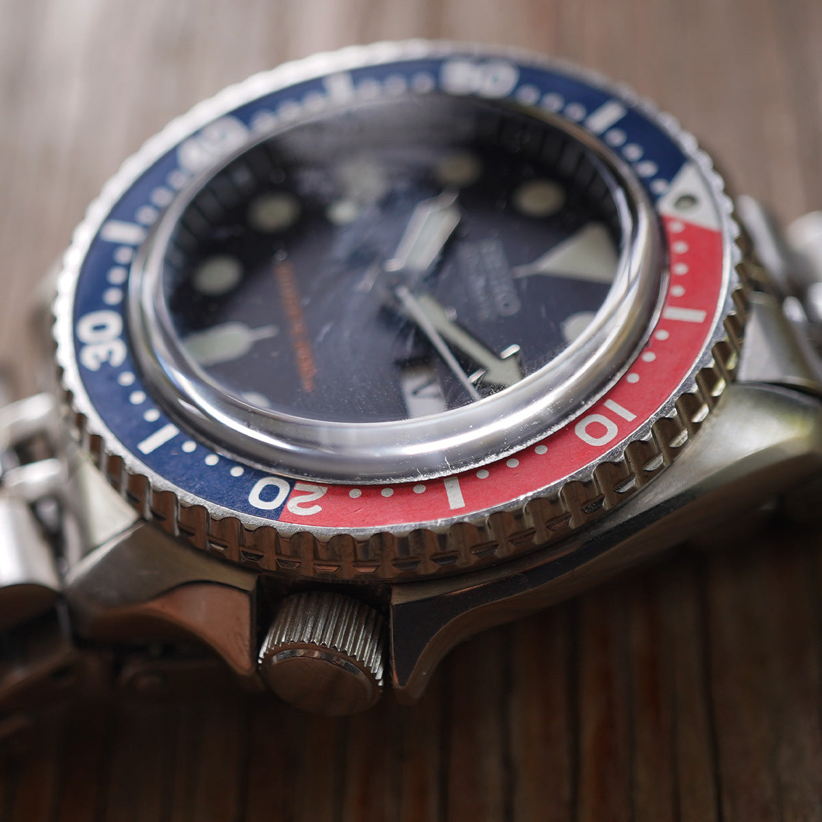 Seiko SKX009 Pepsi Top Hat Sapphire Crystal Mod (Watch Only)