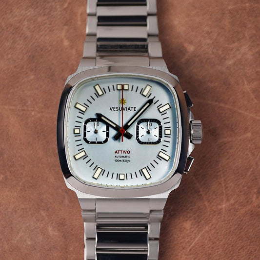 Vesuviate Attivo Chrono 39mm Pastel Blue Dial Automatic - Horology Story Youtube Store