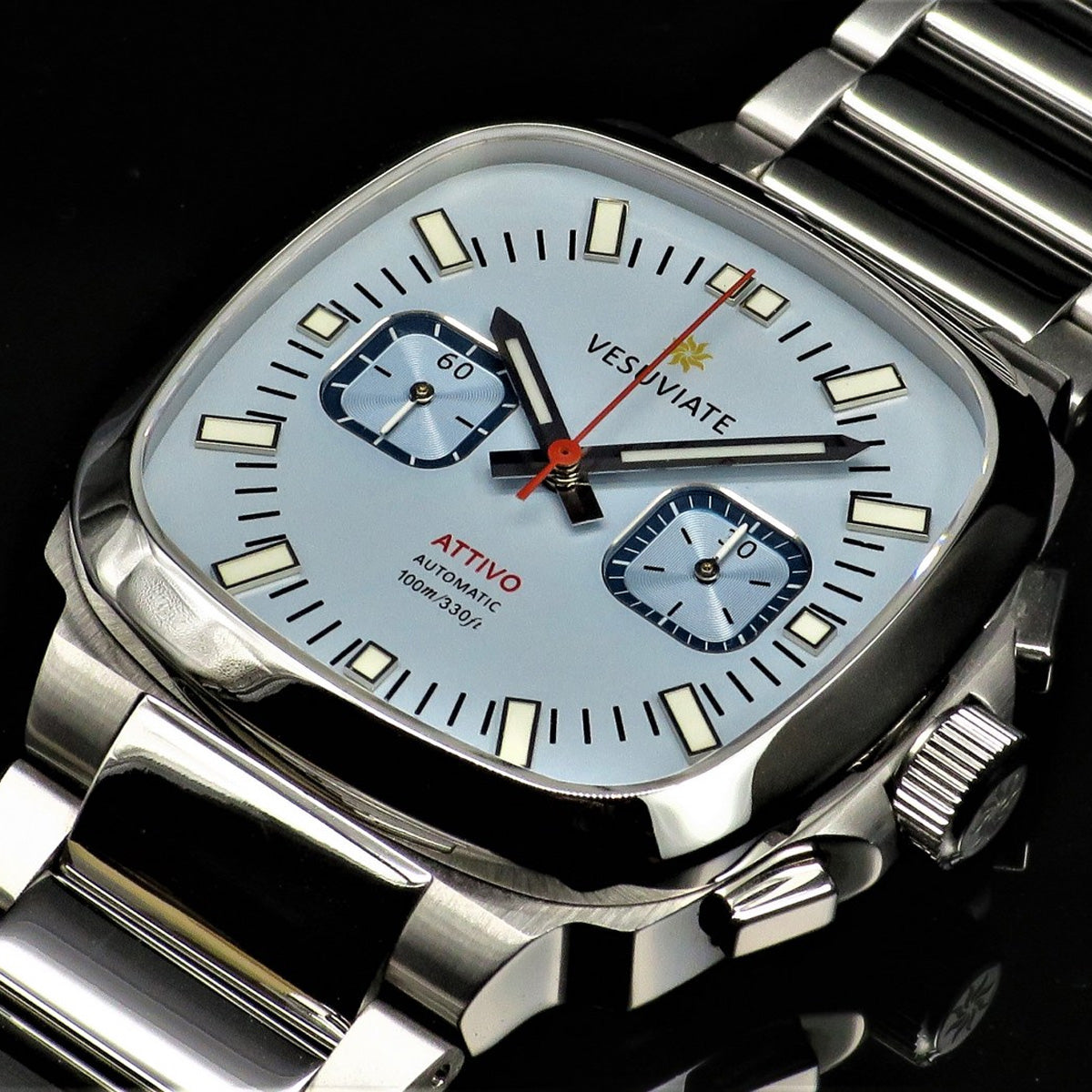 Vesuviate Attivo Chrono 39mm Pastel Blue Dial Automatic - Horology Story Youtube Store