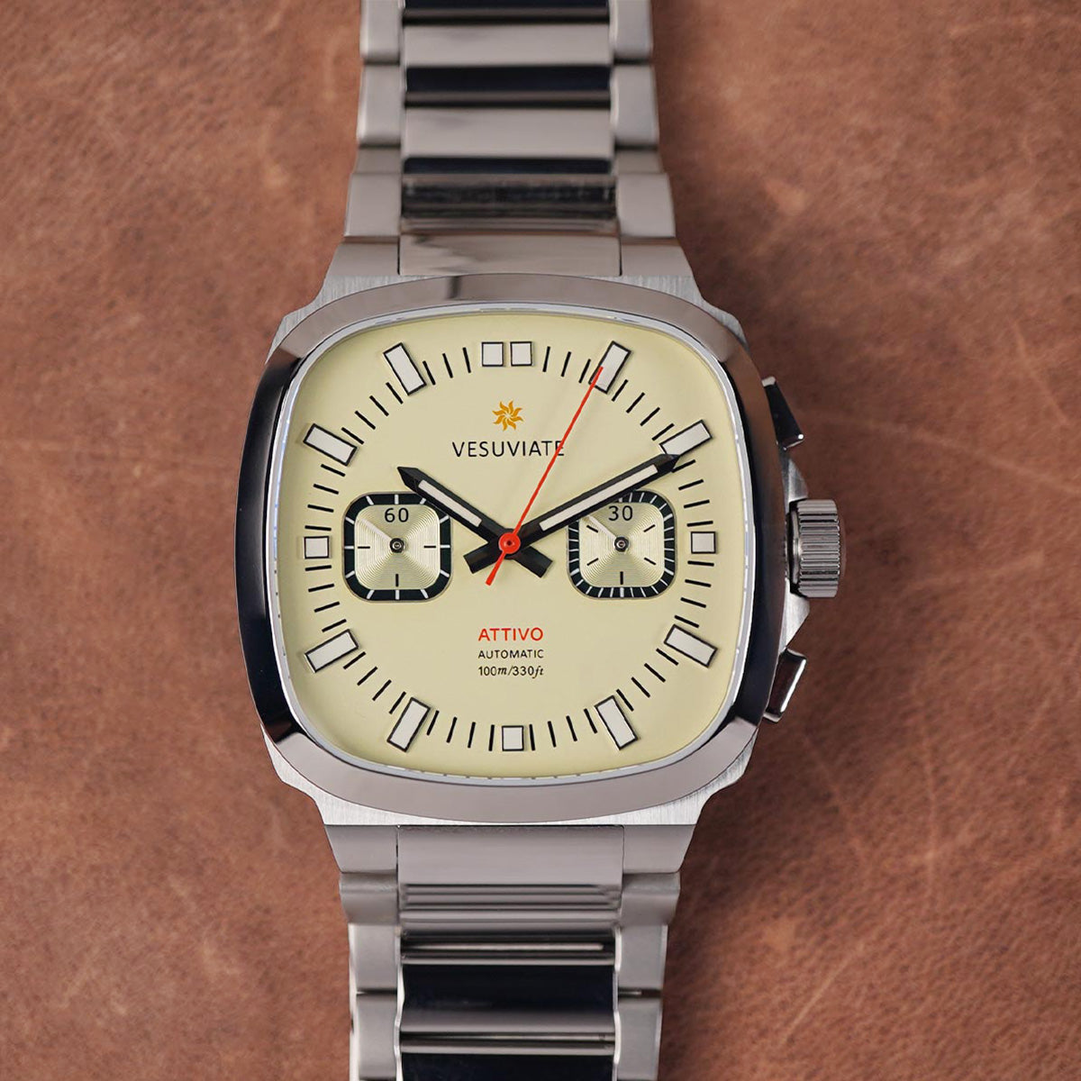 Vesuviate Attivo Chrono 39mm Pale Yellow Dial Automatic - Horology Story Youtube Store