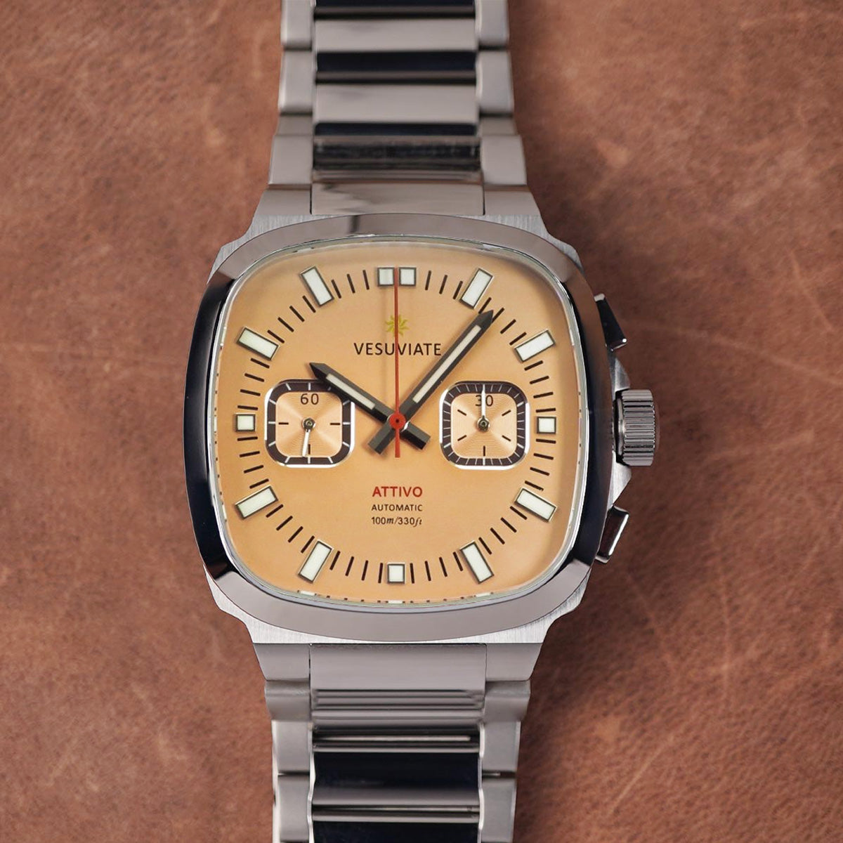 Vesuviate Attivo Chrono 39mm Salmon Dial Automatic - Horology Story Youtube Store