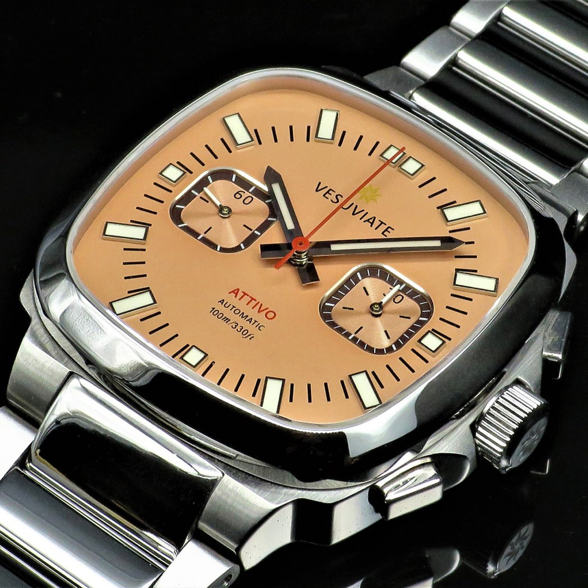 Vesuviate Attivo Chrono 39mm Salmon Dial Automatic - Horology Story Youtube Store