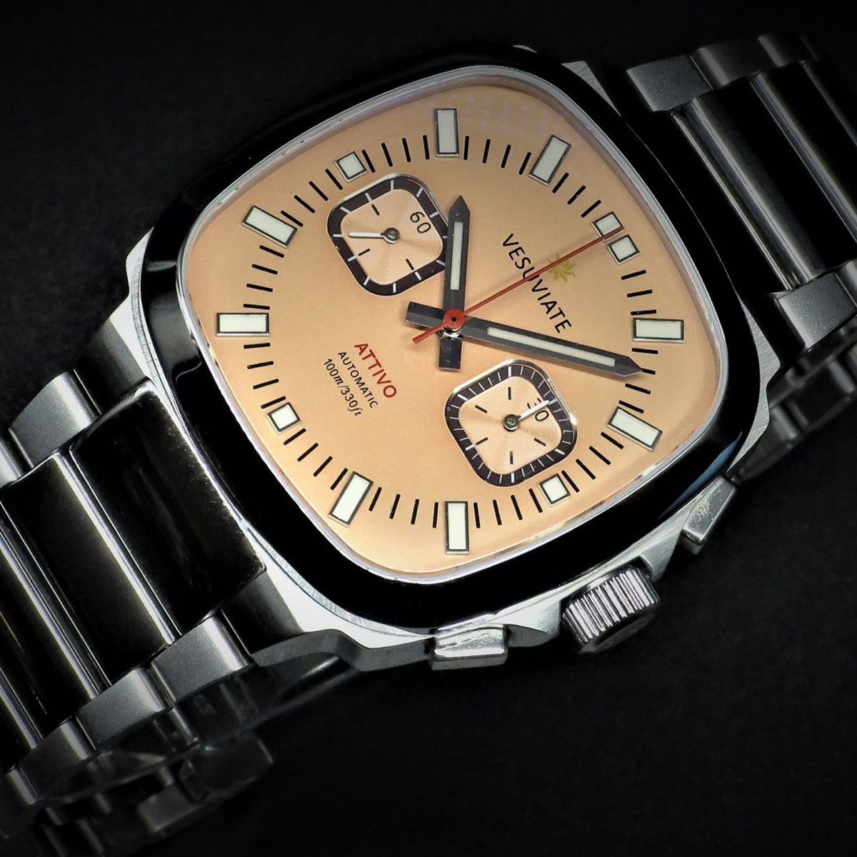 Vesuviate Attivo Chrono 39mm Salmon Dial Automatic - Horology Story Youtube Store