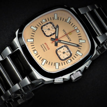 Vesuviate Attivo Chrono 39mm Salmon Dial Automatic - Horology Story Youtube Store
