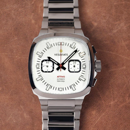 Vesuviate Attivo Chrono 39mm White Lume Dial Automatic - Horology Story Youtube Store