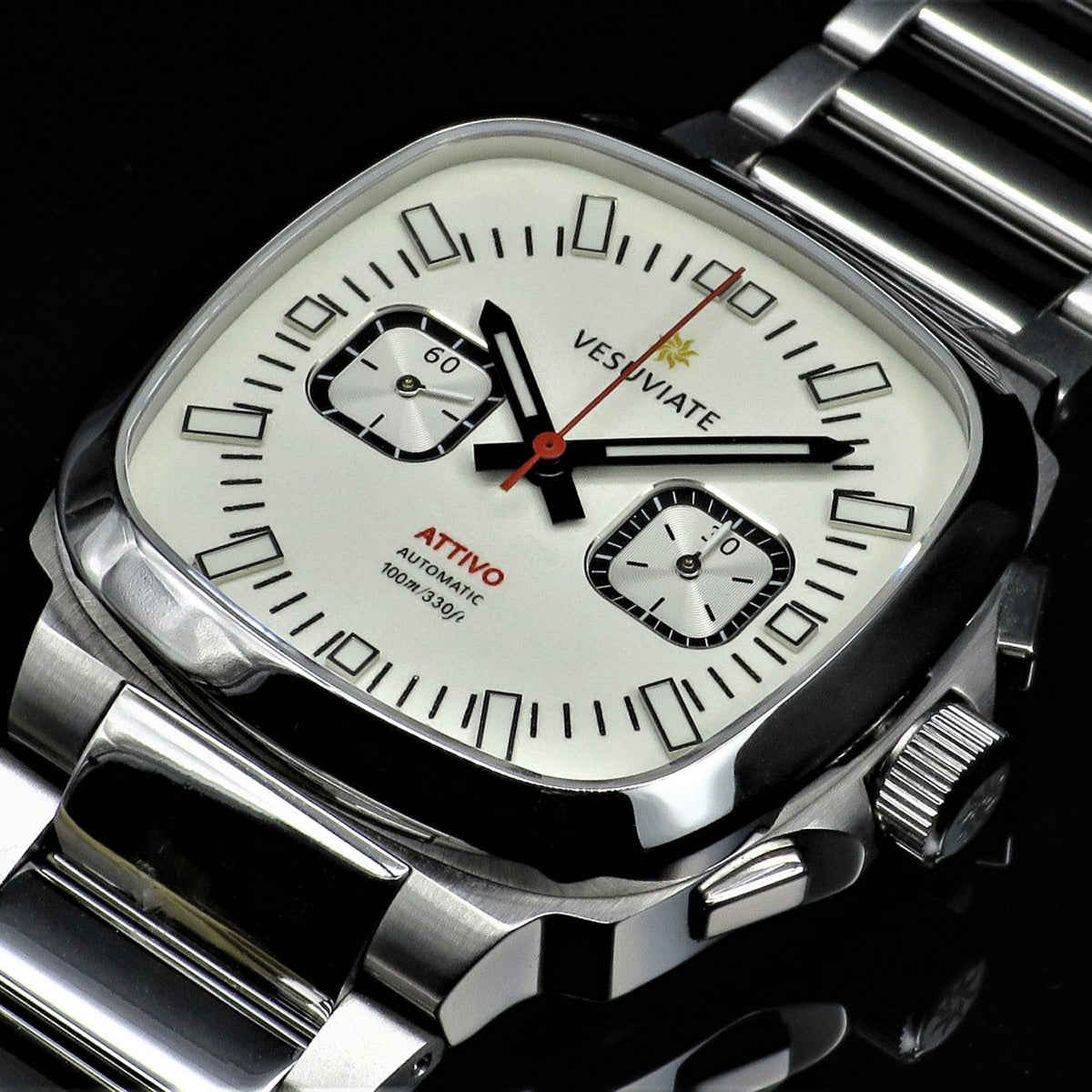 Vesuviate Attivo Chrono 39mm White Lume Dial Automatic - Horology Story Youtube Store