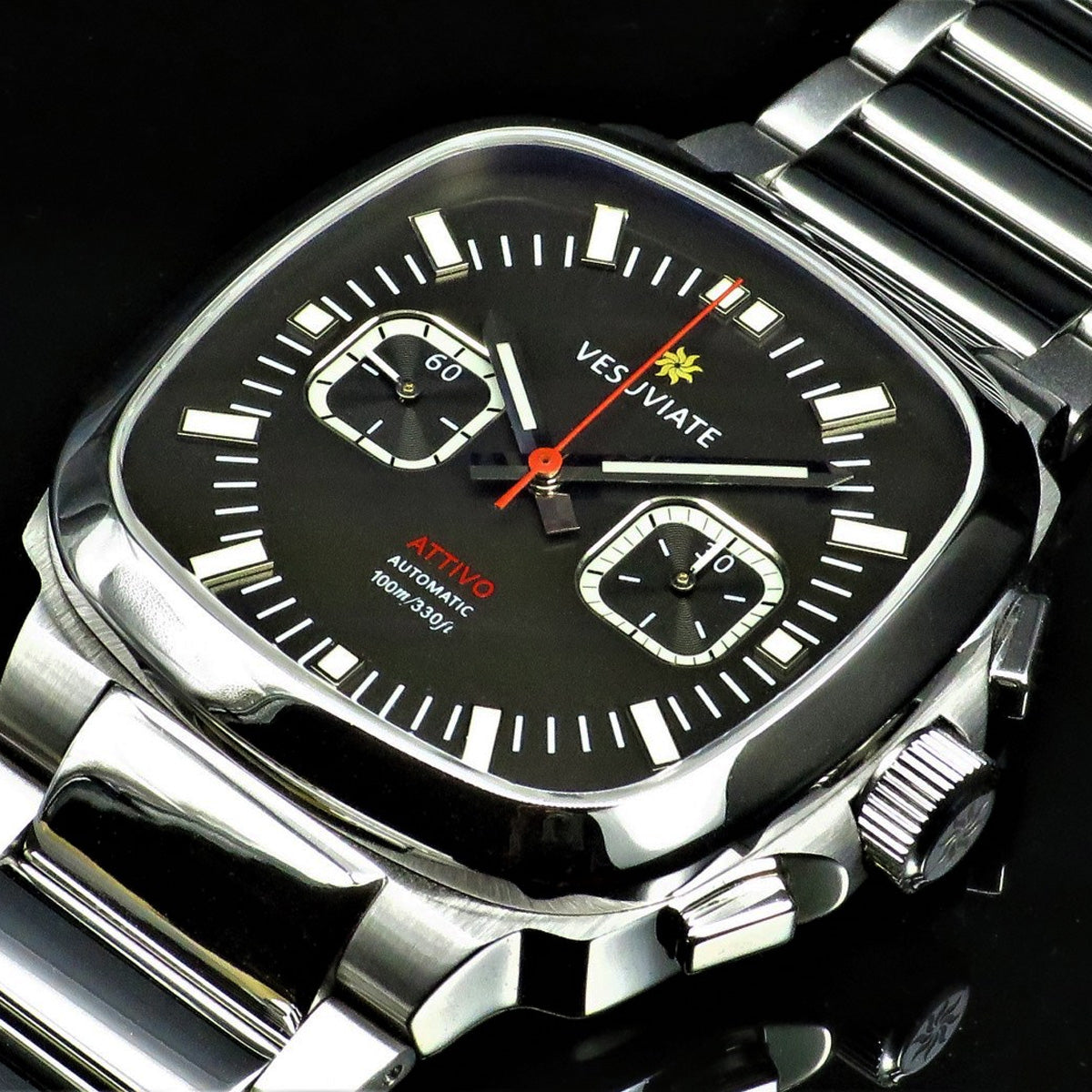 Vesuviate Attivo Chrono 39mm Black Dial Automatic - Horology Story Youtube Store