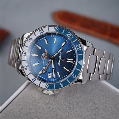 Venezianico Nereide GMT 39mm 3521502C Blue Silver - Horology Story Youtube Store