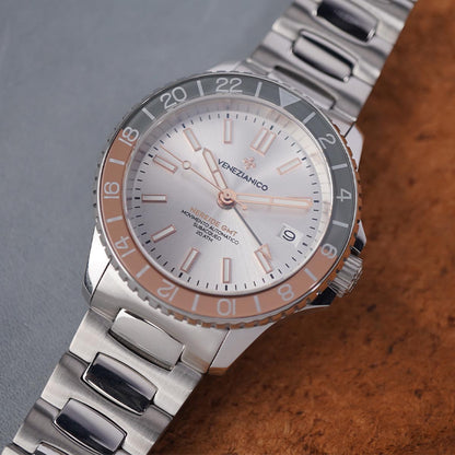 Venezianico Nereide GMT 39mm 3521503C Gray Brown - Horology Story Youtube Store