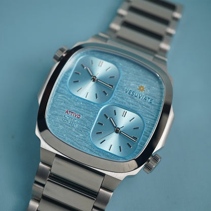 Vesuviate Attivo-Duplex 39mm Pastel Blue Dual Dial - Horology Story Youtube Store