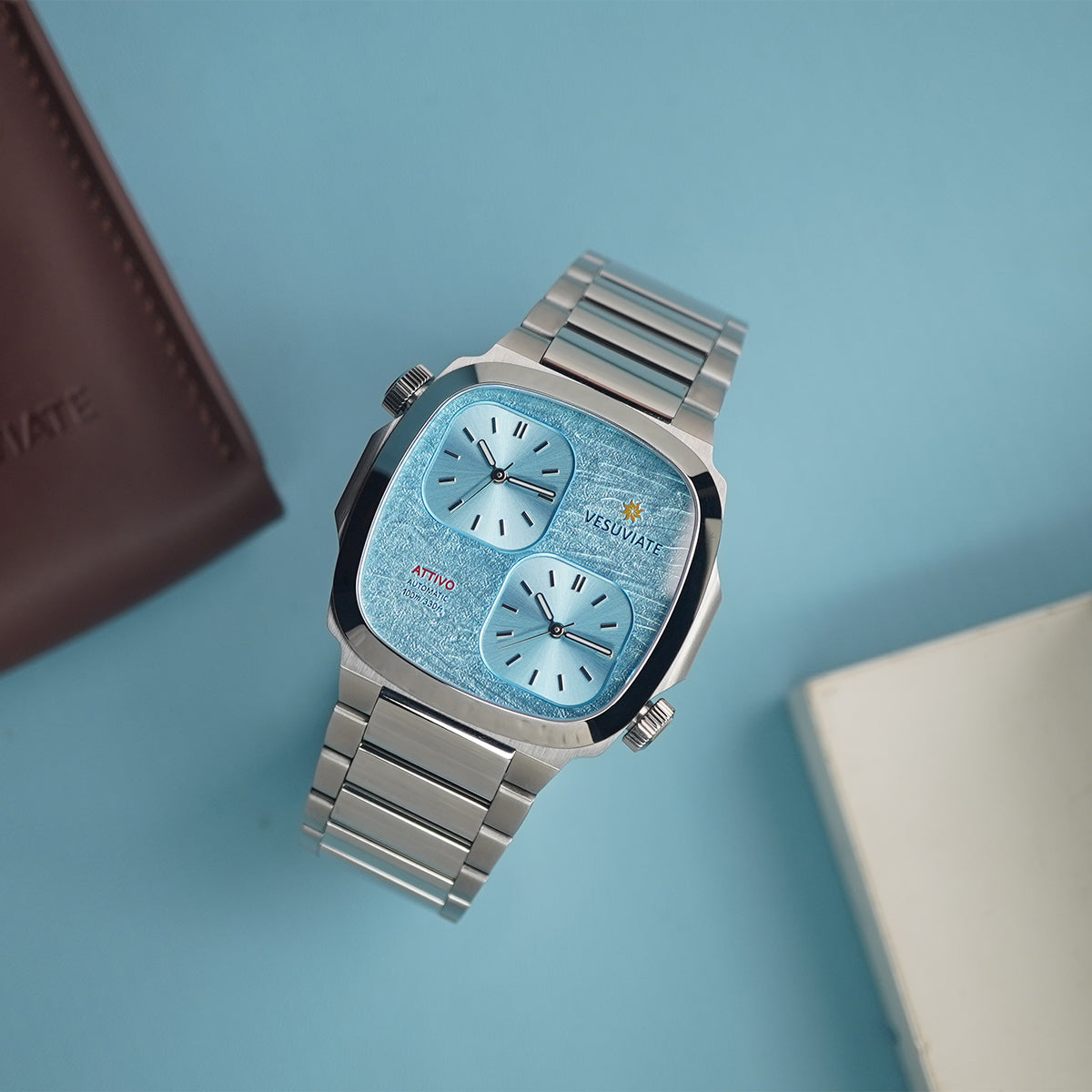 Vesuviate Attivo-Duplex 39mm Pastel Blue Dual Dial - Horology Story Youtube Store