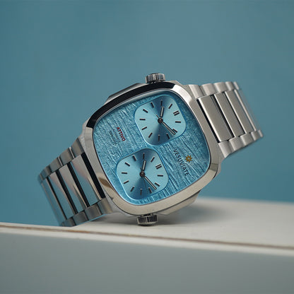 Vesuviate Attivo-Duplex 39mm Pastel Blue Dual Dial - Horology Story Youtube Store